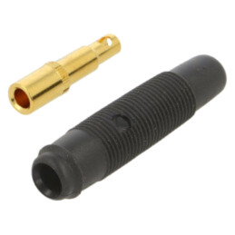 Conector: banană 4mm; soclu; 16A; 30VAC; 60VDC; neagră; aurit; 48mm