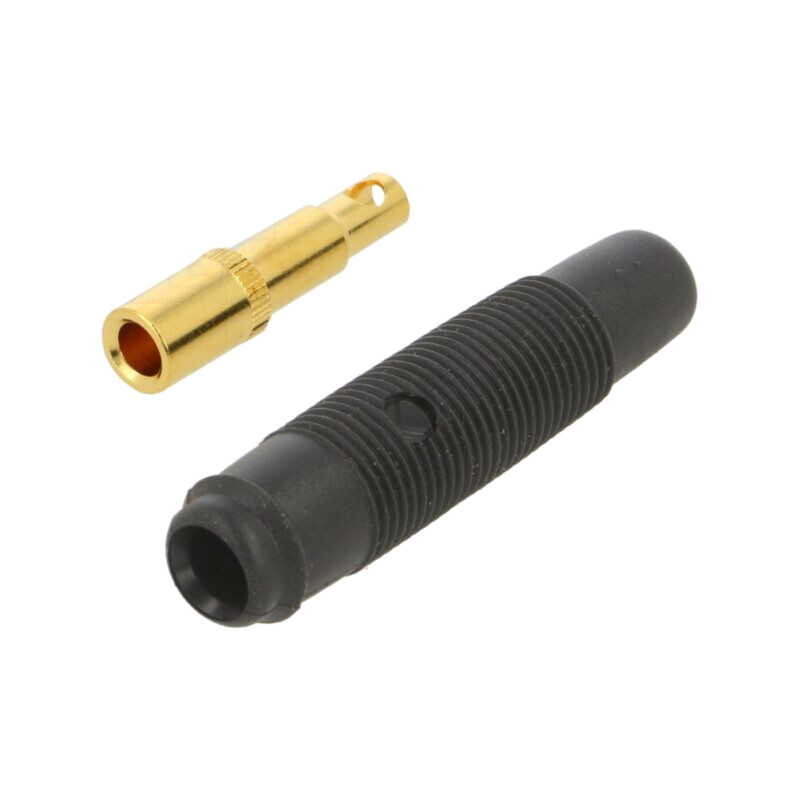 Conector: banană 4mm; soclu; 16A; 30VAC; 60VDC; neagră; aurit; 48mm