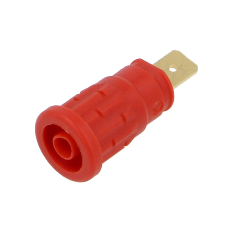 Conector: banană 4mm; soclu; 32A; 1kV; roşie; aurit; 33mm; -40÷80°C Conector: banană 4mm; soclu; 32A; 1kV; roşie; aurit; 33mm; -40÷80°C