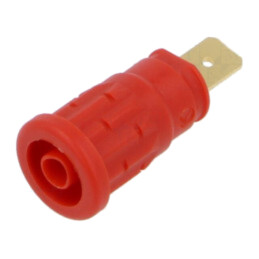 Conector: banană 4mm; soclu; 32A; 1kV; roşie; aurit; 33mm; -40÷80°C