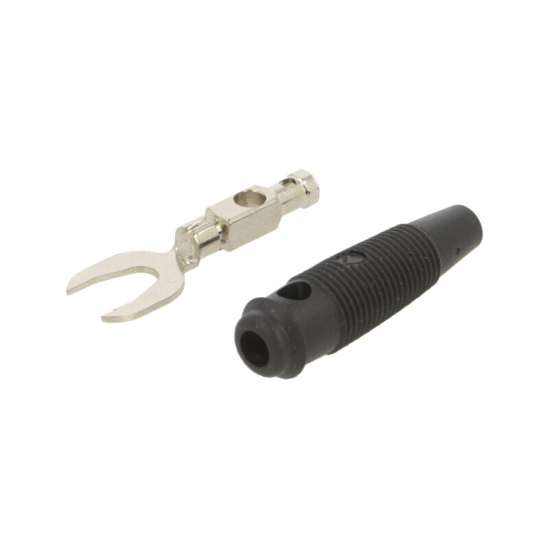 Conector: tip furcă; mufă; 60VDC; neagră; Lung.tot: 59mm; 2,5mm2 Conector: tip furcă; mufă; 60VDC; neagră; Lung.tot: 59mm; 2,5mm2