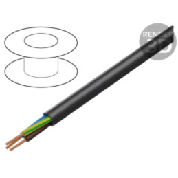 Cablu; H05VV-F/SJT; 3x17AWG; litat; Cu; PVC; negru; 300V; 17AWG