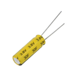 Supercondensator; THT; 30F; 2,5÷3,8VDC; ±20%; Ø8x25mm; 3,4A