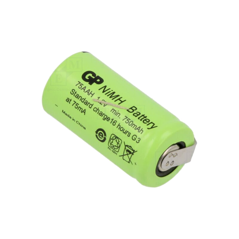Acumul: Ni-MH; 2/3AA,2/3R6; 1,2V; 750mAh; urechi pentru lipire Acumul: Ni-MH; 2/3AA,2/3R6; 1,2V; 750mAh; urechi pentru lipire