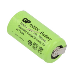 Acumul: Ni-MH; 2/3AA,2/3R6; 1,2V; 750mAh; urechi pentru lipire