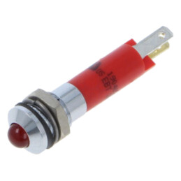 Lampă de control: LED; convex; roşie; 24VDC; Ø8mm; metal