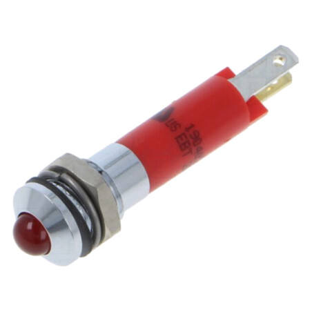 Lampă de control: LED; convex; roşie; 24VDC; Ø8mm; metal