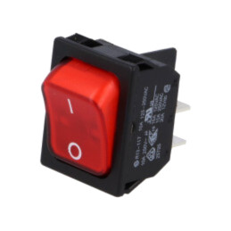 ROCKER; DPST; Poz: 2; ON-OFF; 10A/250VAC; roşie; lampă cu neon; 250V