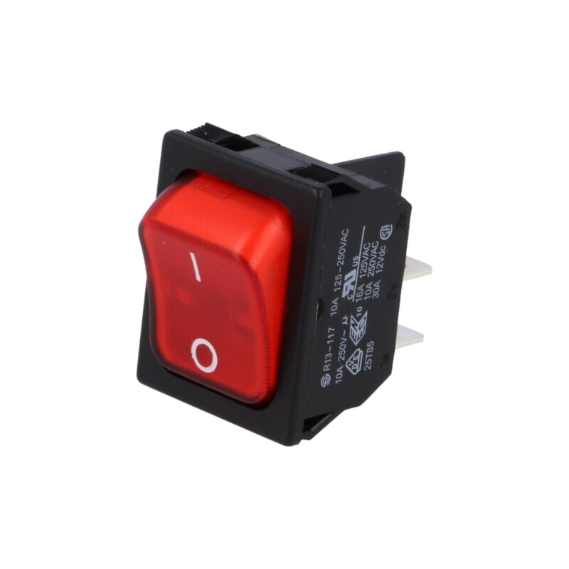 ROCKER; DPST; Poz: 2; ON-OFF; 10A/250VAC; roşie; lampă cu neon; 250V ROCKER; DPST; Poz: 2; ON-OFF; 10A/250VAC; roşie; lampă cu neon; 250V