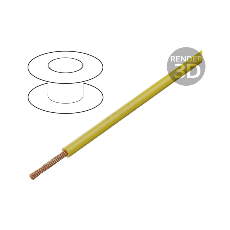 Cablu; FLRYW-B; 1x1,5mm2; litat; Cu; PVC; galben; 60V; Clasa: 5
