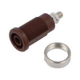 Conector: banană 4mm; soclu; 36A; 1kV; maro; nichelat; cu izolaţie