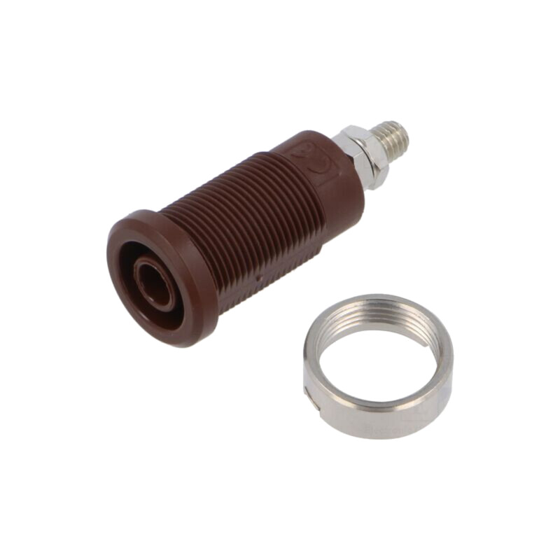 Conector: banană 4mm; soclu; 36A; 1kV; maro; nichelat; cu izolaţie