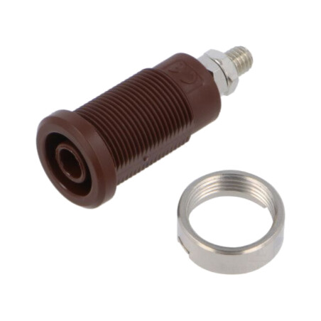 Conector: banană 4mm; soclu; 36A; 1kV; maro; nichelat; cu izolaţie