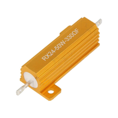 Rezistor: bobinat; cu radiator; 330Ω; 50W; ±1%; 50ppm/°C; pt.lipit