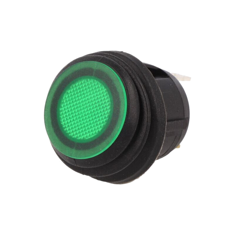 ROCKER; SPST; Poz: 2; ON-OFF; 20A/14VDC; verde; IP65; LED; R13-112-DC ROCKER; SPST; Poz: 2; ON-OFF; 20A/14VDC; verde; IP65; LED; R13-112-DC