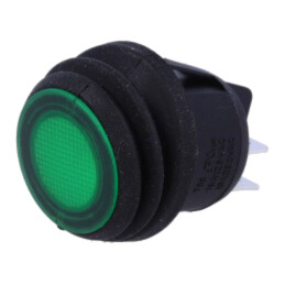 ROCKER; DPST; Poz: 2; ON-OFF; 10A/250VAC; verde; IP65; lampă cu neon