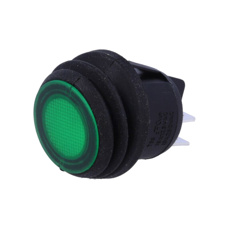 ROCKER; DPST; Poz: 2; ON-OFF; 10A/250VAC; verde; IP65; lampă cu neon
