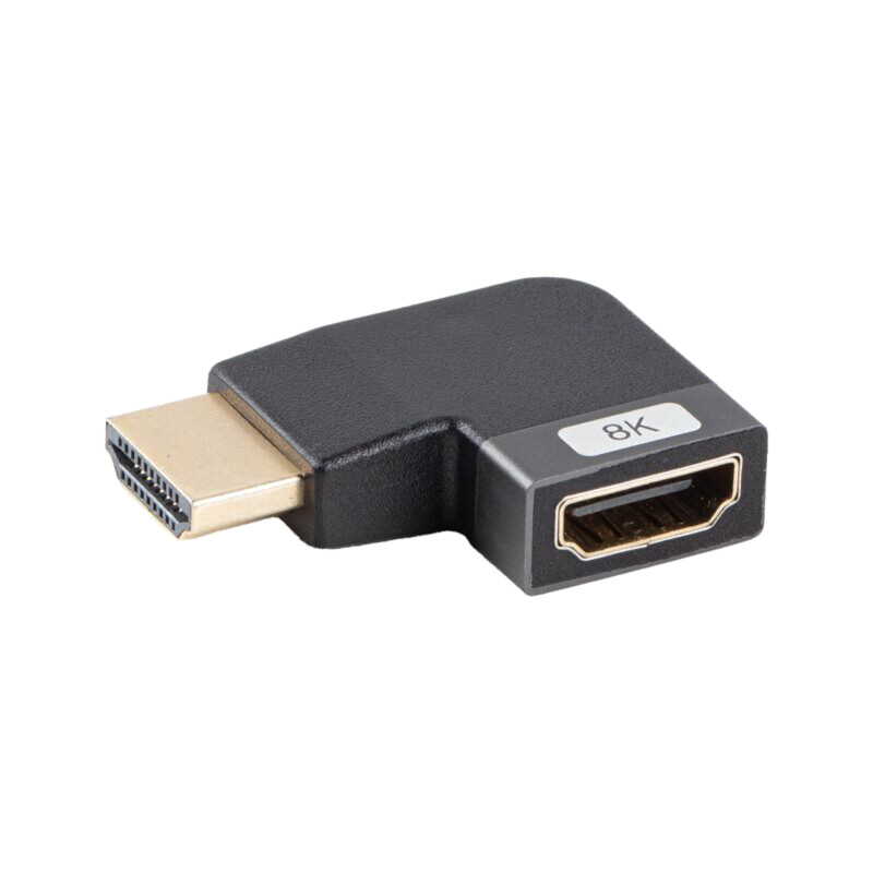 Adapter; HDMI socket,HDMI plug 90° left/right; HDMI 2.1; silver