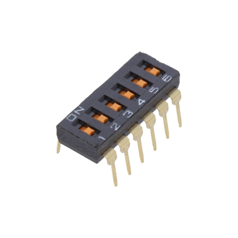 Comutator: DIP-SWITCH; Număr secţiuni: 6; ON-OFF; 0,025A/24VDC