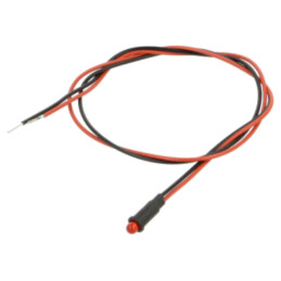 Lampă de control: LED; roşie; 2,1VDC; PM3; cabluri; 300mm; plastic