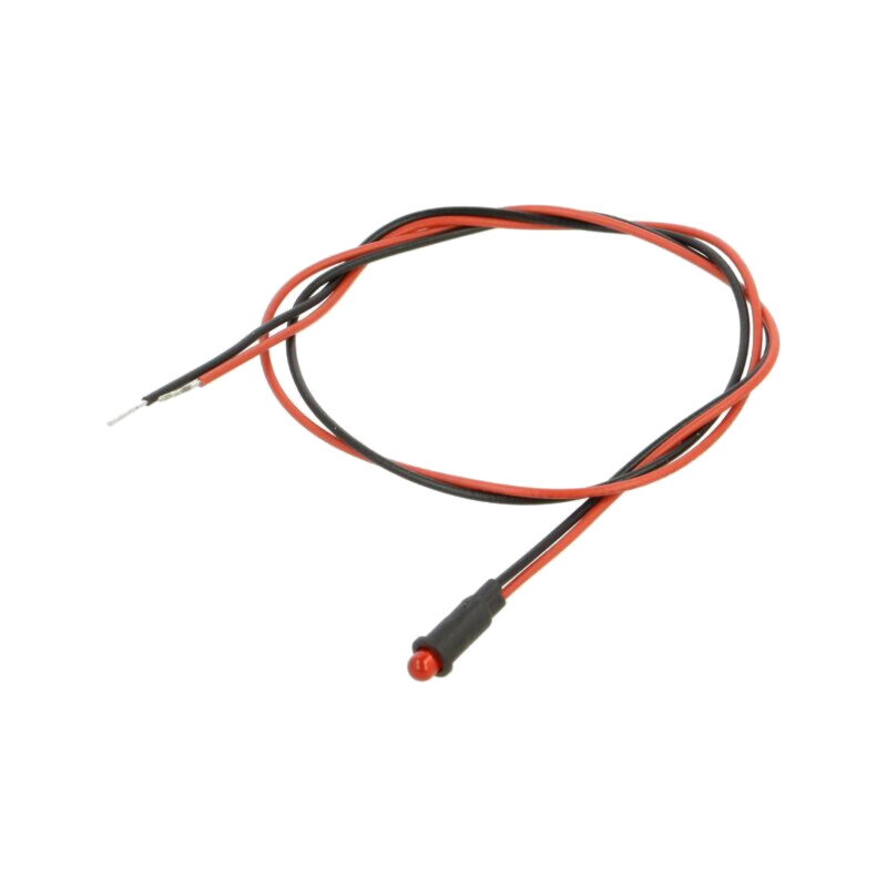 Lampă de control: LED; roşie; 2,1VDC; PM3; cabluri; 300mm; plastic