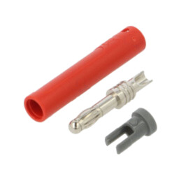 Conector: banană 4mm; mufă; 32A; 30VAC; 60VDC; roşie; neizolat
