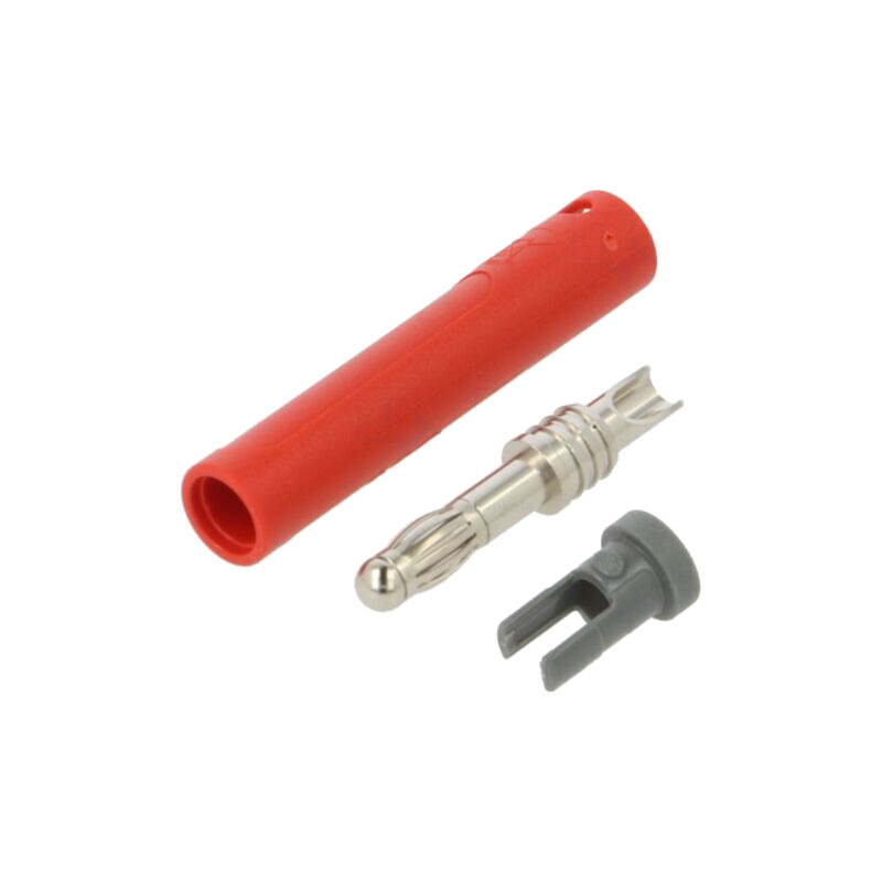 Conector: banană 4mm; mufă; 32A; 30VAC; 60VDC; roşie; neizolat