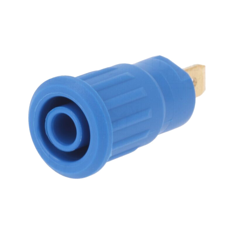 Conector: banană 4mm; soclu; 24A; 1kV; albastră; aurit; cu izolaţie Conector: banană 4mm; soclu; 24A; 1kV; albastră; aurit; cu izolaţie