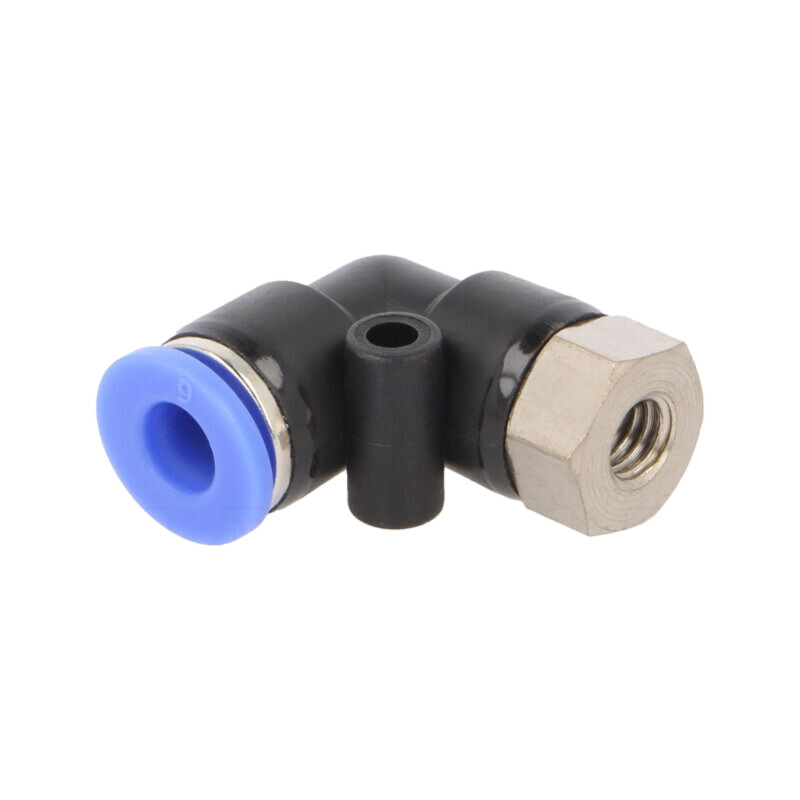 Racord push-in; în unghi de 90°; -0,95÷15bar; Filet: M6; BLUELINE Racord push-in; în unghi de 90°; -0,95÷15bar; Filet: M6; BLUELINE