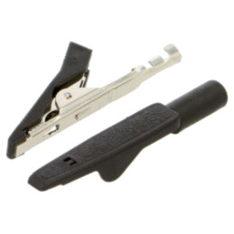 Bornă crocodil; 8A; 60VDC; Capacitate prindere: max.4mm; neagră