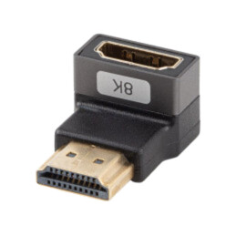 Adapter; HDMI socket,HDMI plug 90° up/down; HDMI 2.1; silver