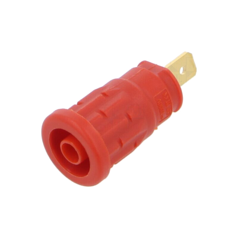 Conector: banană 4mm; soclu; 24A; 1kV; roşie; aurit; 32mm; -40÷80°C