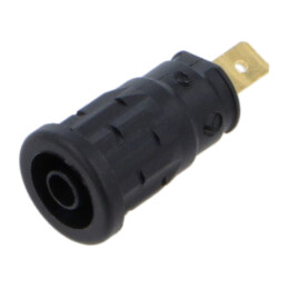 Conector: banană 4mm; soclu; 24A; 1kV; neagră; aurit; 32mm; -40÷80°C