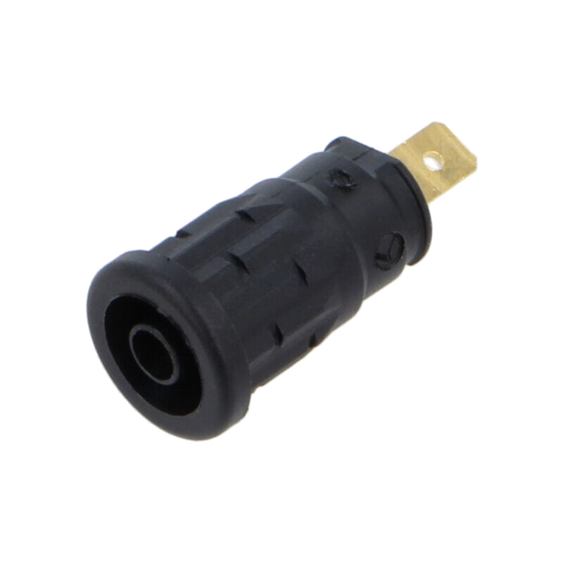 Conector: banană 4mm; soclu; 24A; 1kV; neagră; aurit; 32mm; -40÷80°C