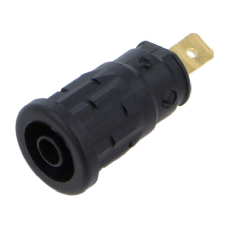 Conector: banană 4mm; soclu; 24A; 1kV; neagră; aurit; 32mm; -40÷80°C