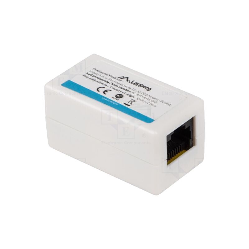 Cuplor RJ45; albă; Cat: 5e; RJ45 soclu,din ambele părţi Cuplor RJ45; albă; Cat: 5e; RJ45 soclu,din ambele părţi