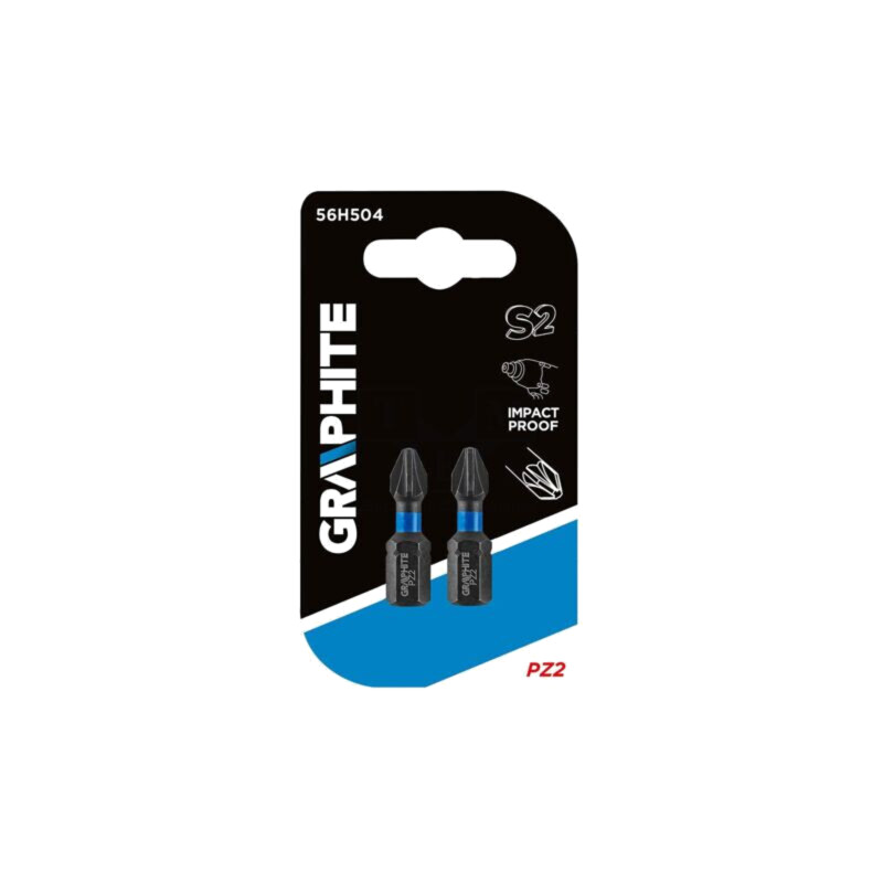 Capăt de şurubelniţă; Pozidriv®; PZ2; Lung.tot: 25mm; 2buc. Capăt de şurubelniţă; Pozidriv®; PZ2; Lung.tot: 25mm; 2buc.