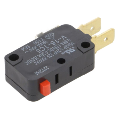 Microîntrerupător SNAP ACTION; 16A/250VAC; 0,3A/250VDC; Poz: 2; V