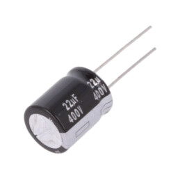 Condensator: electrolitic; THT; 22uF; 400VDC; Ø16x20mm; ±20%; 5000h