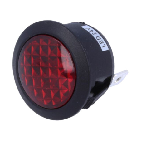 Lampă de control: LED; convex; roşie; 24VDC; Ø20mm; IP20; poliamidă