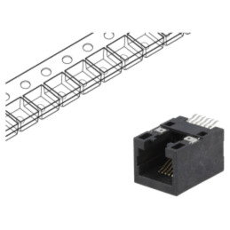 Conector: RJ12; soclu; PIN: 6; Cat: 5; 6p6c; SMT; orizontală