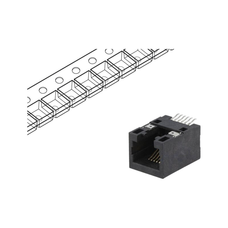 Conector: RJ12; soclu; PIN: 6; Cat: 5; 6p6c; SMT; orizontală Conector: RJ12; soclu; PIN: 6; Cat: 5; 6p6c; SMT; orizontală