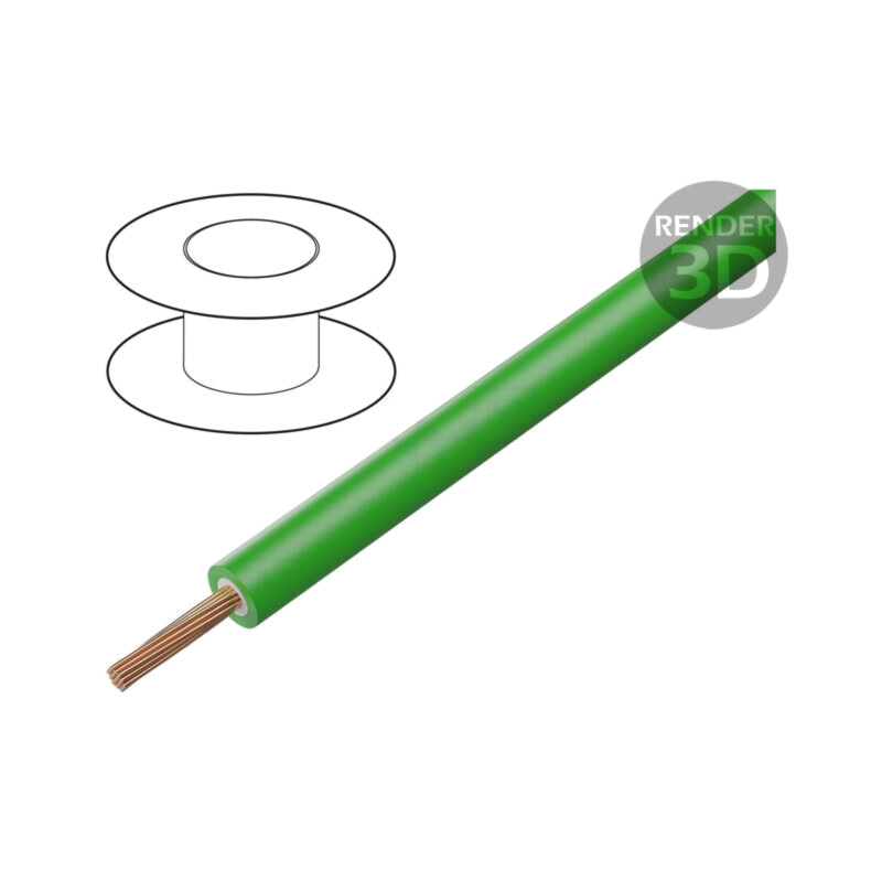 Cablu; litat; Cu; 0,4mm2; PVC; verde; 1000V; 100m; Clasa: 6; 1x0,4mm2