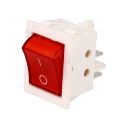 ROCKER; DPST; Poz: 2; ON-OFF; 15A/250VAC; roşie; lampă cu neon; 35mΩ