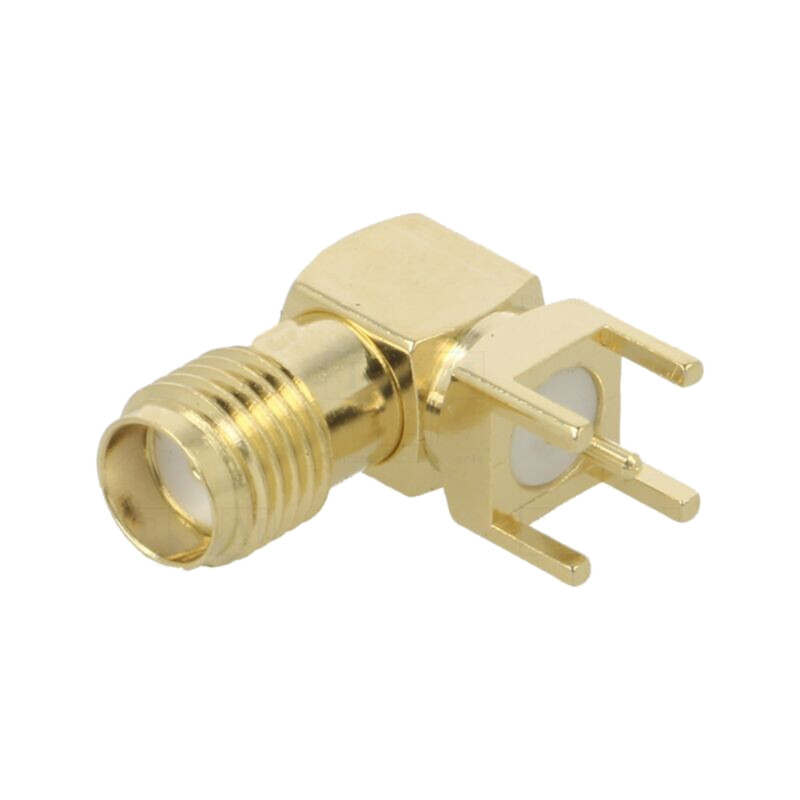 Conector: SMA; soclu; mamă; în unghi 90°; 50Ω; THT; PTFE; aurit Conector: SMA; soclu; mamă; în unghi 90°; 50Ω; THT; PTFE; aurit
