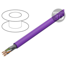 Cablu; U/FTP; 4x2x23AWG; 6; sârmă; Cu; LSZH; violet; 100m; CPR: B2ca