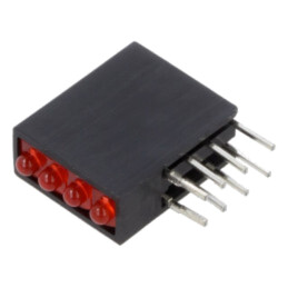 LED; în carcasă; 1,8mm; Nr.diode: 4; roşie; 20mA; Lentilă: difuză