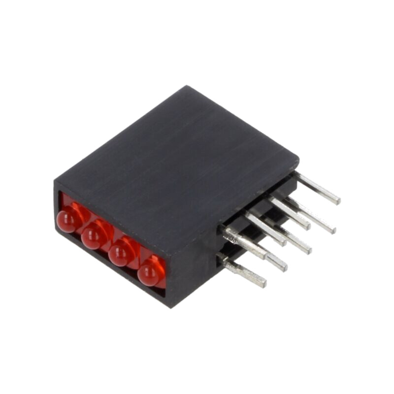 LED; în carcasă; 1,8mm; Nr.diode: 4; roşie; 20mA; Lentilă: difuză