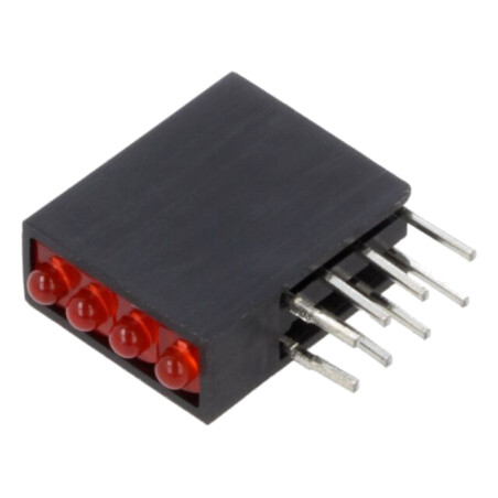 LED; în carcasă; 1,8mm; Nr.diode: 4; roşie; 20mA; Lentilă: difuză