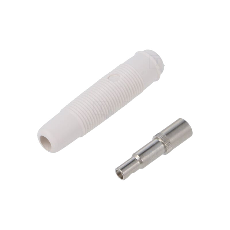 Conector: banană 4mm; soclu; 16A; 60VDC; albă; nichelat; 3mΩ; KUN 30 Conector: banană 4mm; soclu; 16A; 60VDC; albă; nichelat; 3mΩ; KUN 30